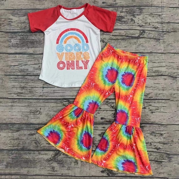 Other - Good Vibes Only Cute tie dye pants set